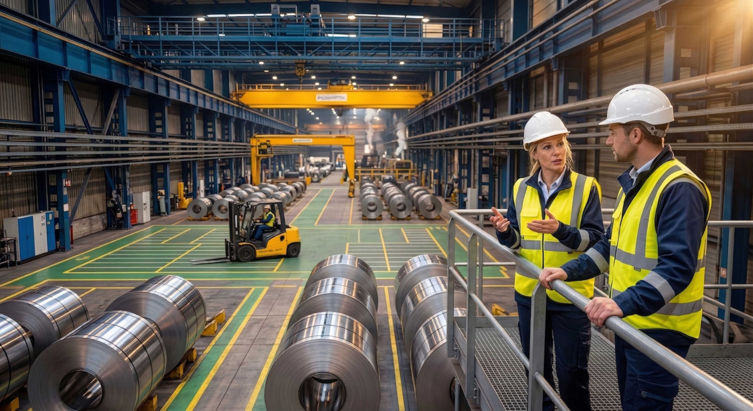 Overleg in fabriek